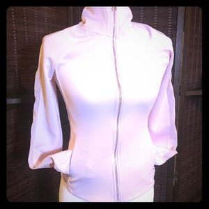Light weight pale pink yoga jacket w/gold detail